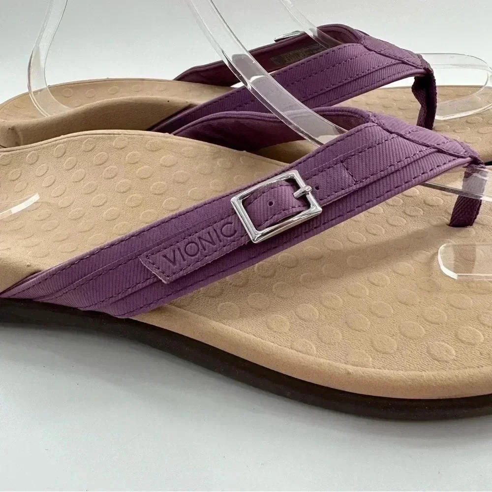 New Vionic Patty womens sandals size 10 42 purple canvas thong flip flops - Picture 4 of 14